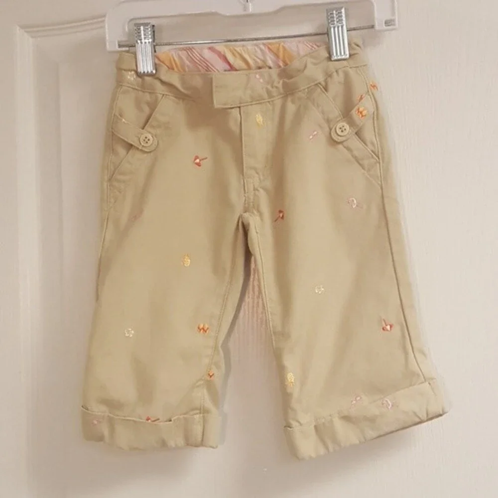 Carter's Khaki Capri Pant Flamingos Pineapple